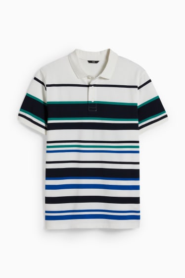 Herren - Poloshirt - gestreift - weiß