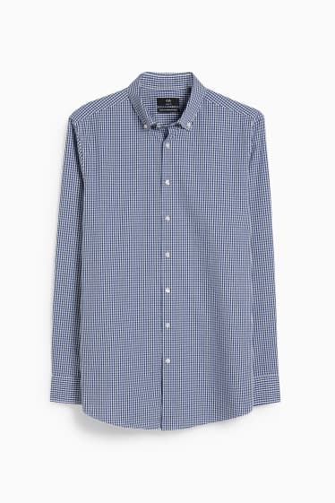 Hommes - Chemise de bureau - slim fit - col button down - facile à repasser - bleu foncé