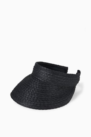 Women - Straw sun visor - black