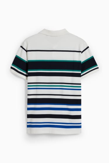 Herren - Poloshirt - gestreift - weiss