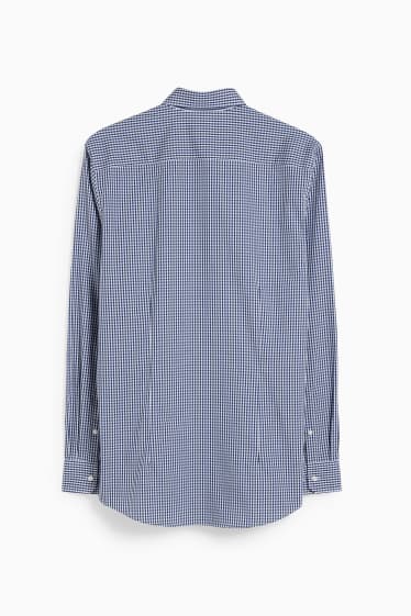 Hommes - Chemise de bureau - slim fit - col button down - facile à repasser - bleu foncé