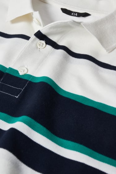 Herren - Poloshirt - gestreift - weiß