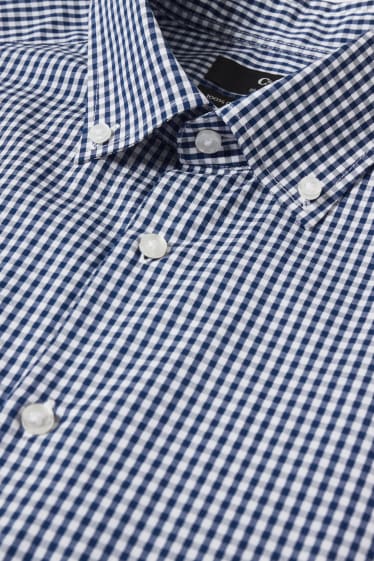 Hommes - Chemise de bureau - slim fit - col button down - facile à repasser - bleu foncé