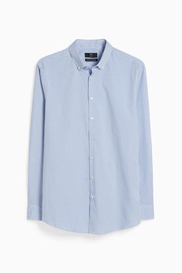 Pánské - Business košile - slim fit - button-down - snadné žehlení - světle modrá