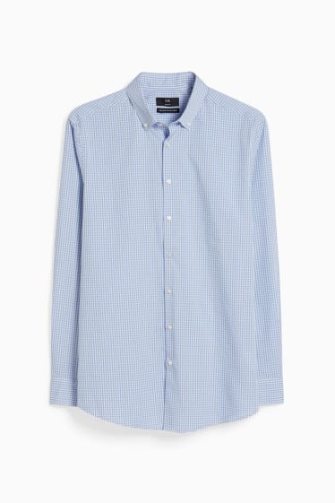 Hommes - Chemise de bureau - slim fit - col button down - facile à repasser - bleu clair