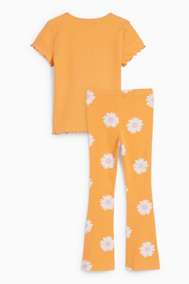 Bambini - Set - t-shirt e leggings svasati - 2 pezzi - arancione
