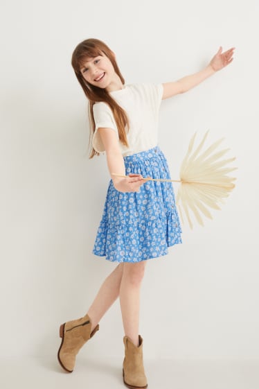 Children - Skirt - floral - light blue