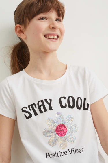 Dzieci - Zestaw - koszulka z krótkim rękawem i gumka do włosów owijka - biały