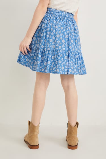 Children - Skirt - floral - light blue