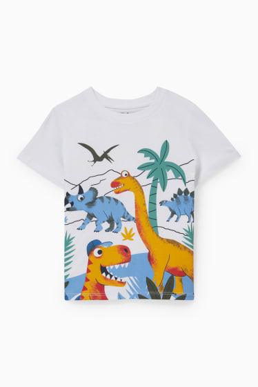 Children - Dinosaur - set - short sleeve T-shirt and shorts - 2 piece - white