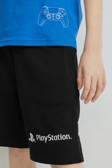 Kinder - PlayStation - Set - Kurzarmshirt und Sweatshorts - blau