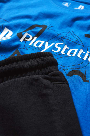 Kinder - PlayStation - Set - Kurzarmshirt und Sweatshorts - blau