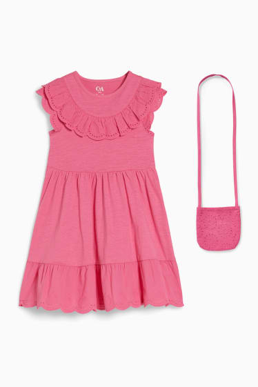 Kinder - Set - Kleid und Tasche - 2 teilig - pink
