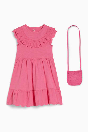 Niños - Set - vestido y bolso - 2 piezas - fucsia