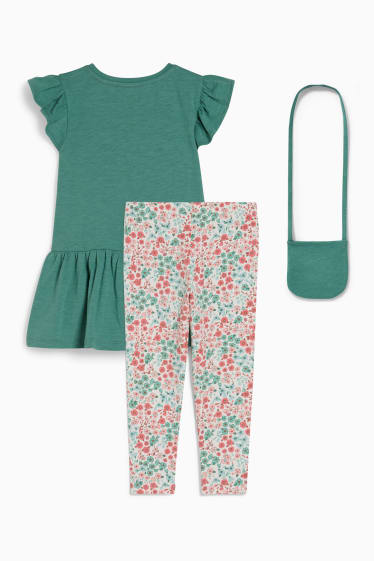 Niños - Set - camiseta de manga corta, leggings y bolso - 3 piezas - verde