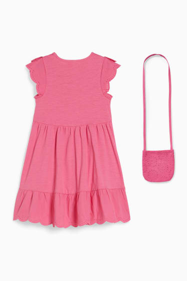 Kinder - Set - Kleid und Tasche - 2 teilig - pink