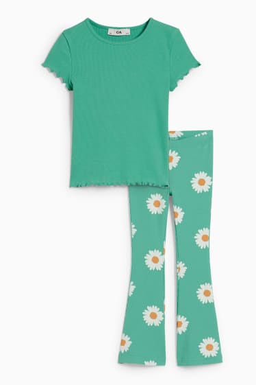 Children - Set - short sleeve T-shirt and flared leggings - 2 piece - green