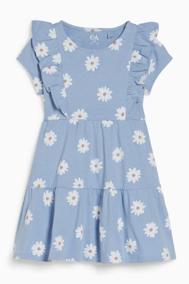 Bambine - Set - vestito e scrunchie - 2 pezzi - a fiori - azzurro