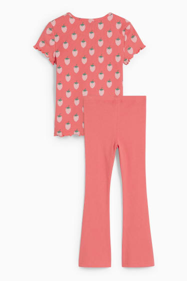 Bambine - Set - maglia a maniche corte e leggings svasati - 2 pezzi - fucsia
