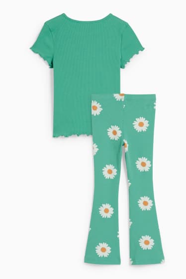 Bambine - Set - t-shirt e leggings svasati - 2 pezzi - verde