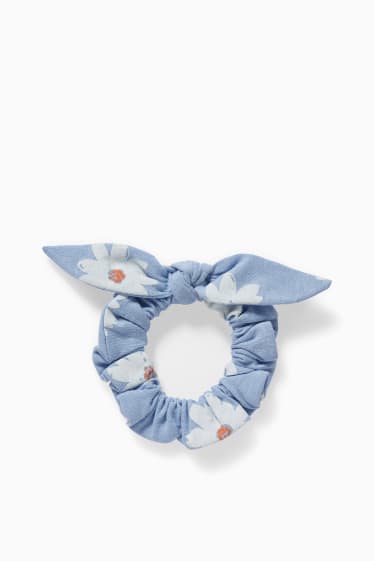 Bambine - Set - vestito e scrunchie - 2 pezzi - a fiori - azzurro