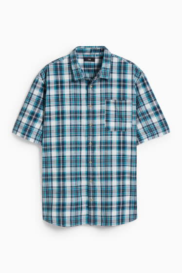 Men - Shirt - regular fit - kent collar - check - turquoise