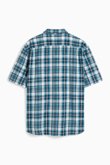 Men - Shirt - regular fit - kent collar - check - turquoise