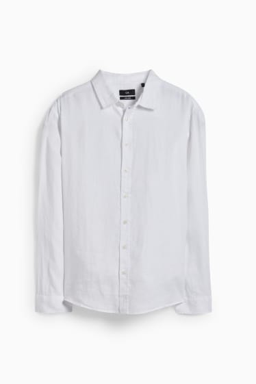 Hombre - Camisa de lino - regular fit - kent - blanco