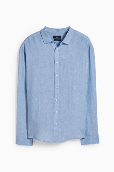 Heren - Linnen overhemd - regular fit - Kent - lichtblauw