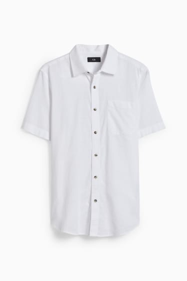 Hommes - Chemise - regular fit - col kent - blanc