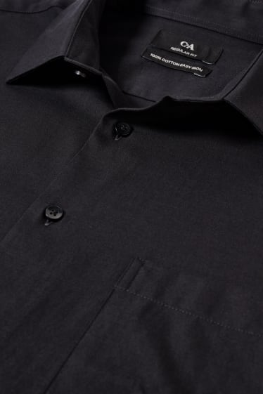 Pánské - Business košile - regular fit - kent - snadné žehlení - černá