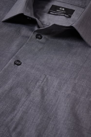 Home - Camisa formal - regular fit - coll kent - planxat fàcil - gris fosc