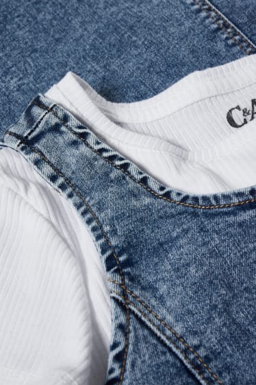 Bambine - Set - vestito di jeans e maglia a maniche corte - 2 pezzi - jeans blu