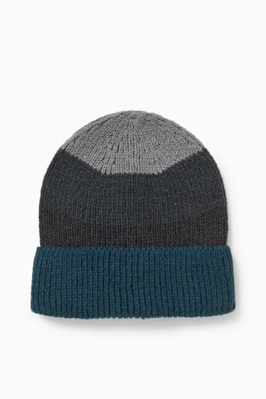 Hommes - CLOCKHOUSE - bonnet en maille - bleu / gris