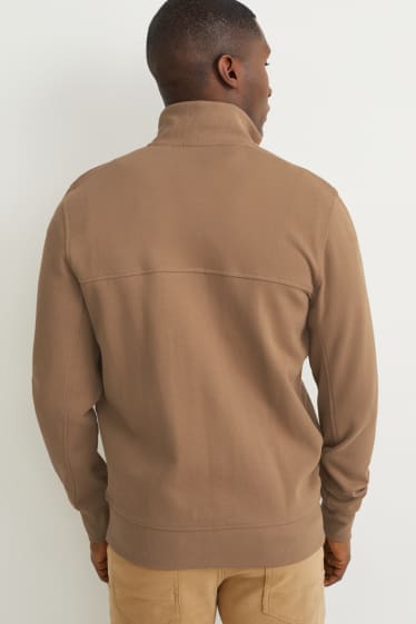 Hommes - Sweat zippé - marron clair