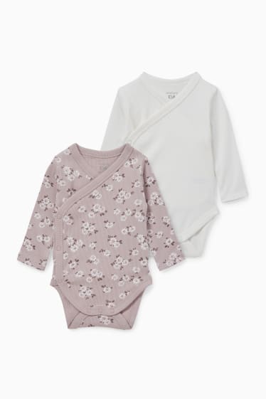 Neonate - Confezione da 2 - body incrociati neonati - bianco / beige