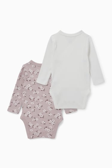 Neonate - Confezione da 2 - body incrociati neonati - bianco / beige
