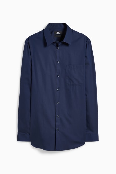 Uomo - Camicia business - regular fit - colletto all’italiana - facile da stirare - blu scuro