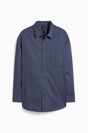 Heren - Overhemd - slim fit - kent - gemakkelijk te strijken - donkerblauw