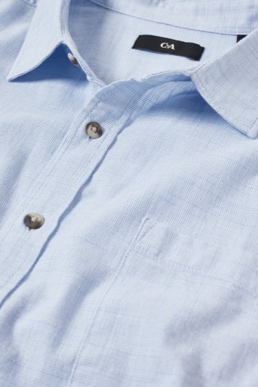 Uomo - Camicia - regular fit - collo all'italiana - azzurro