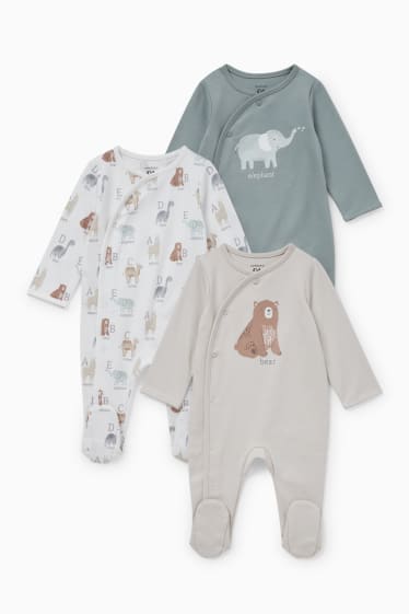 Bébés - Lot de 3 - pyjamas bébé - gris foncé / blanc