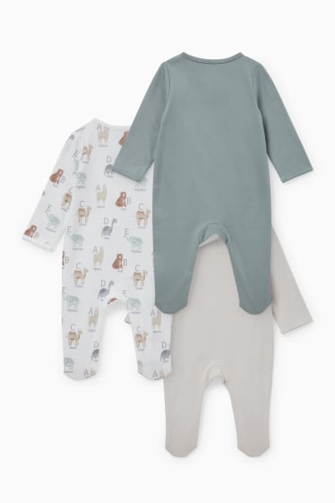 Babys - Multipack 3er - Baby-Schlafanzug - dunkelgrau / weiß