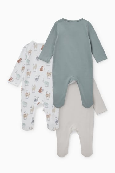 Baby Buben - Multipack 3er - Baby-Schlafanzug - dunkelgrau / weiß