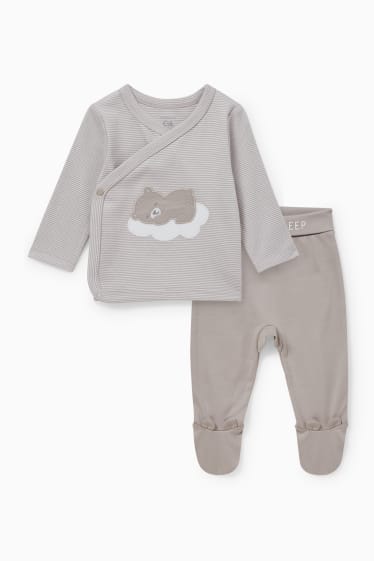 Unisex - Erstlingsoutfit - 2 teilig - grau-braun