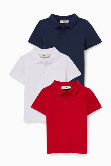 Niños - Pack de 3 - polos - rojo / azul