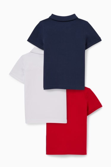 Kinderen - Set van 3 - poloshirt - rood / blauw