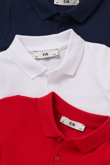 Kinderen - Set van 3 - poloshirt - rood / blauw