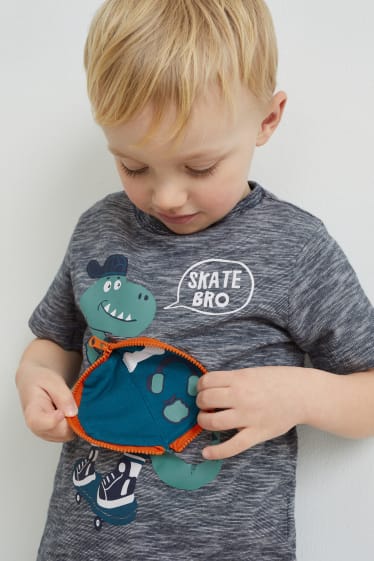 Dětské - Motiv dinosaura - tričko s krátkým rukávem - tmavomodrá
