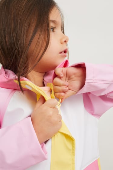 Kinder Mädchen - Regenjacke mit Kapuze - weiss