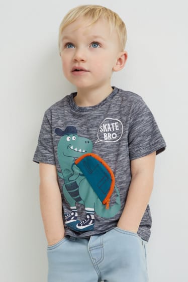 Kinder - Dino - Kurzarmshirt - dunkelblau